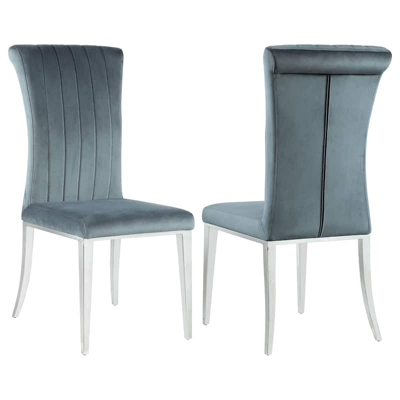 Beaufort Steel Grey Upholstered Dining Side Chair (Set of 2) - Set of 2 - Steel Grey - Short