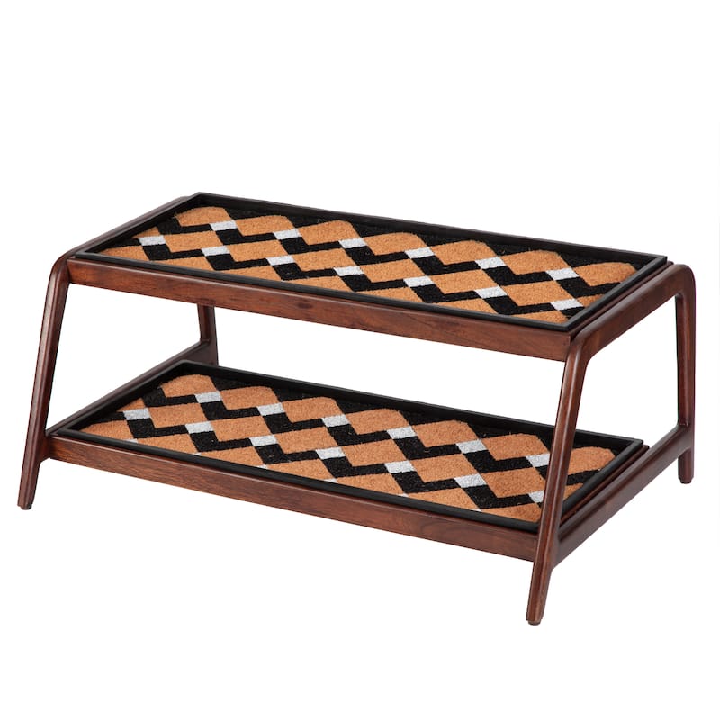 Jani Double-Tier Brown Stand 3-Pair Rubber Boot Trays - Mt. Tam