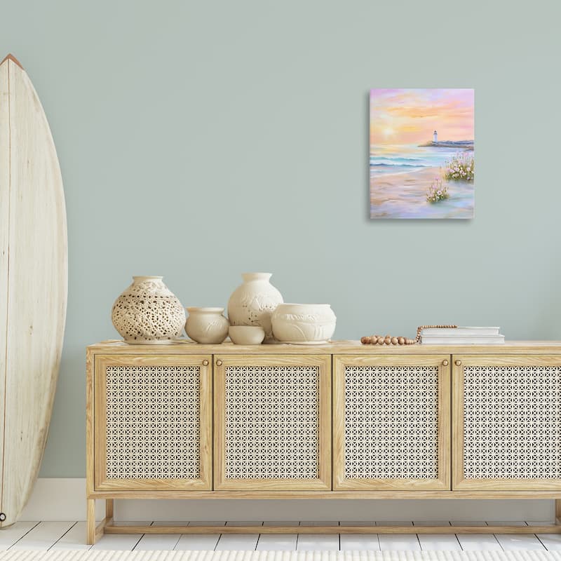 Stupell Warm Sunrise with Distant Lighthouse Canvas Wall Art Design By Arlington Prints