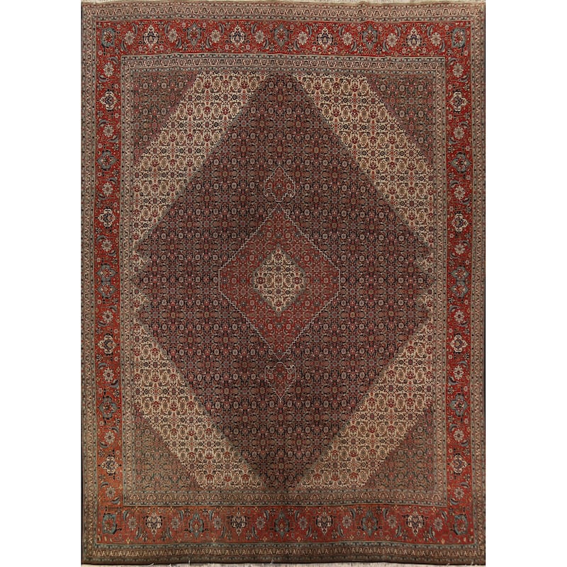 Vegetable Dye Tabriz Persian Vintage Rug Handmade Wool Carpet - 9'11" x 13'1"