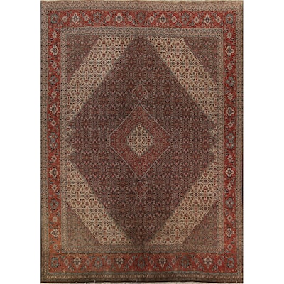 Vegetable Dye Tabriz Persian Vintage Rug Handmade Wool Carpet - 9'11" x 13'1"