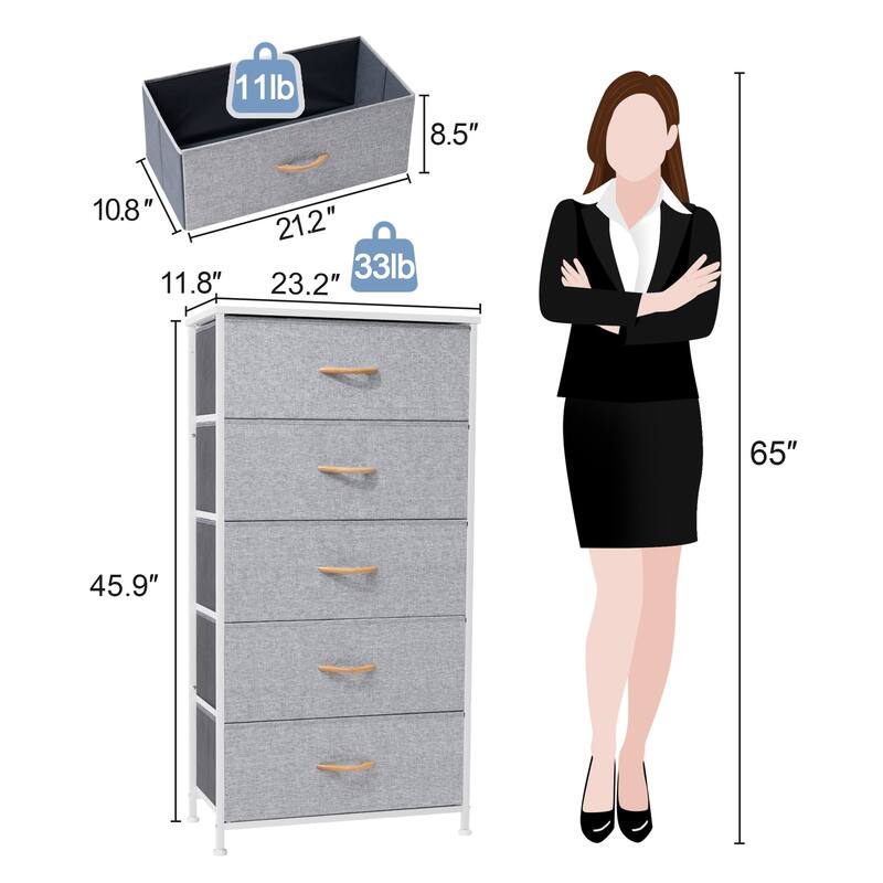 5 Drawers Vertical Dresser Storage Tower Organizer Unit for Bedroom