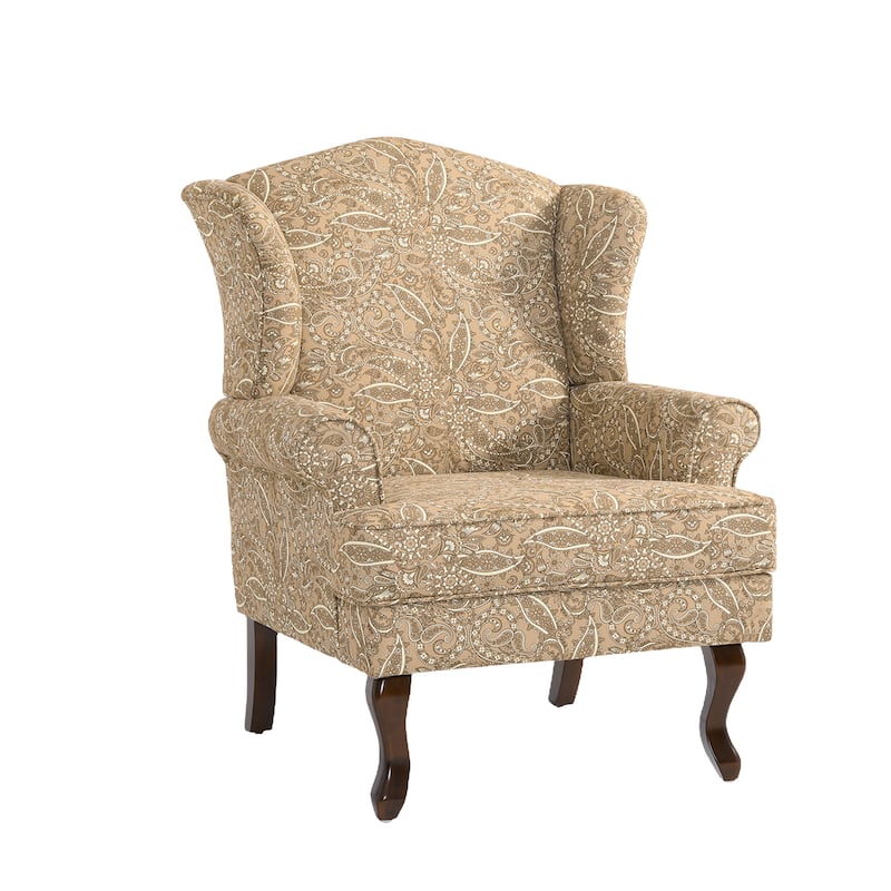 31" W Modern Upholstered Linen Wing Back Accent Chair with Rolled Arm