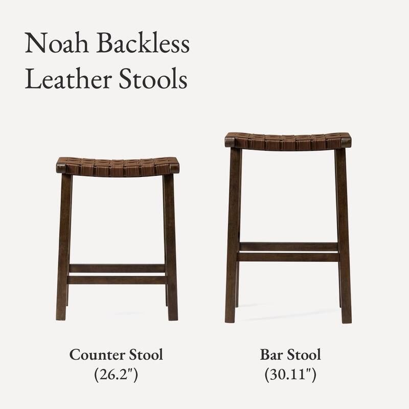 Maven Lane Noah Backless Kitchen Dining Stool with Vegan Leather
