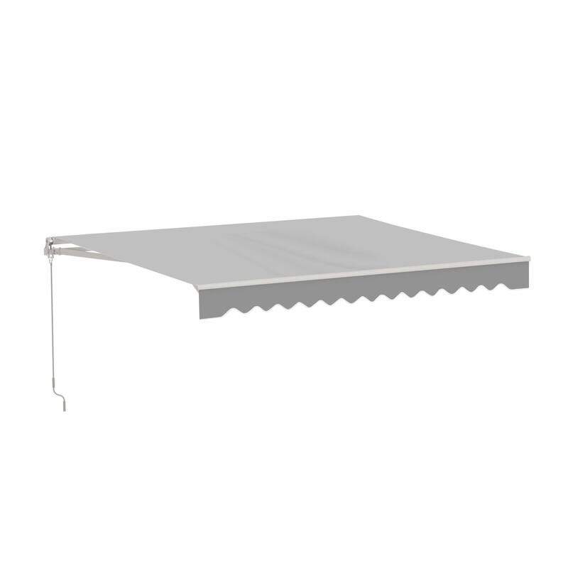 ALEKO Caribbean Manual Retractable Patio Awning - White Frame - Silver Gray - 12 x 10 Feet