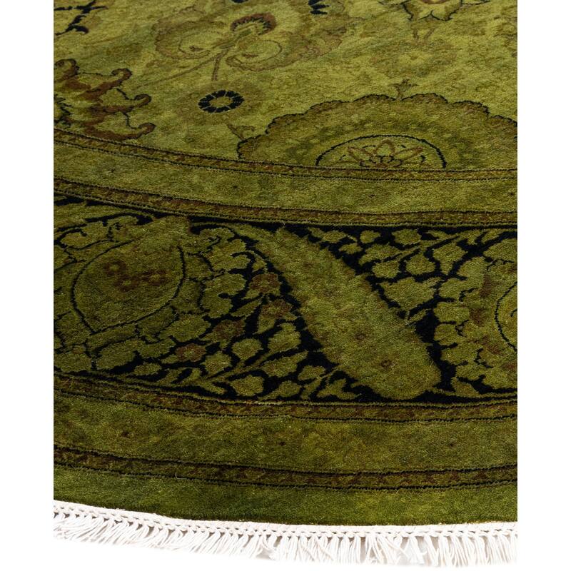 Overdyed One-of-a-Kind Hand-Knotted Area Rug - Green - 9' 1" x 9' 1"