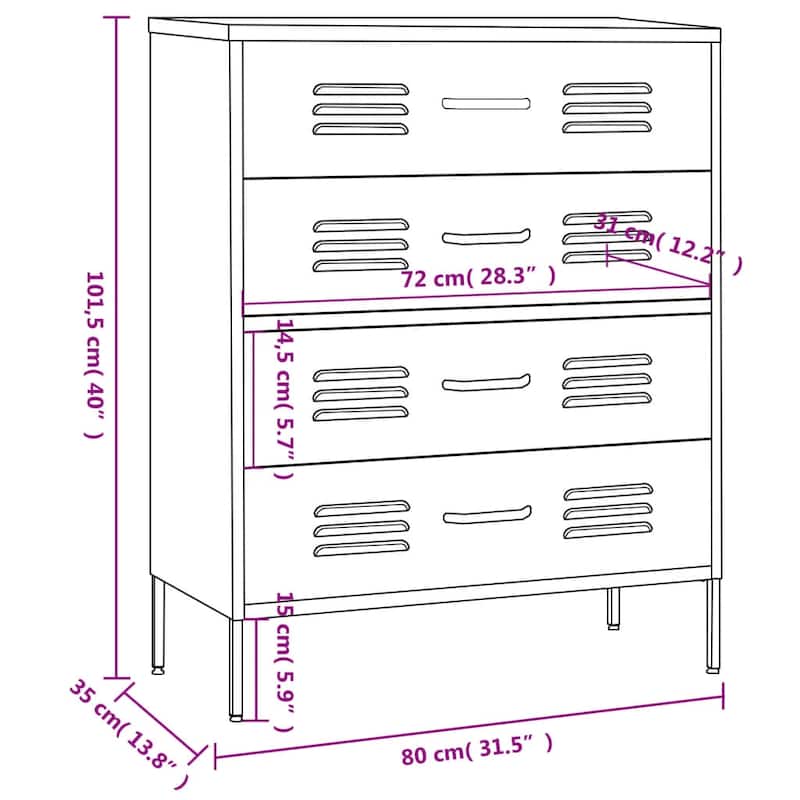 vidaXL Chest of Drawers Dresser for Bedroom Sideboard Storage Cabinet Steel