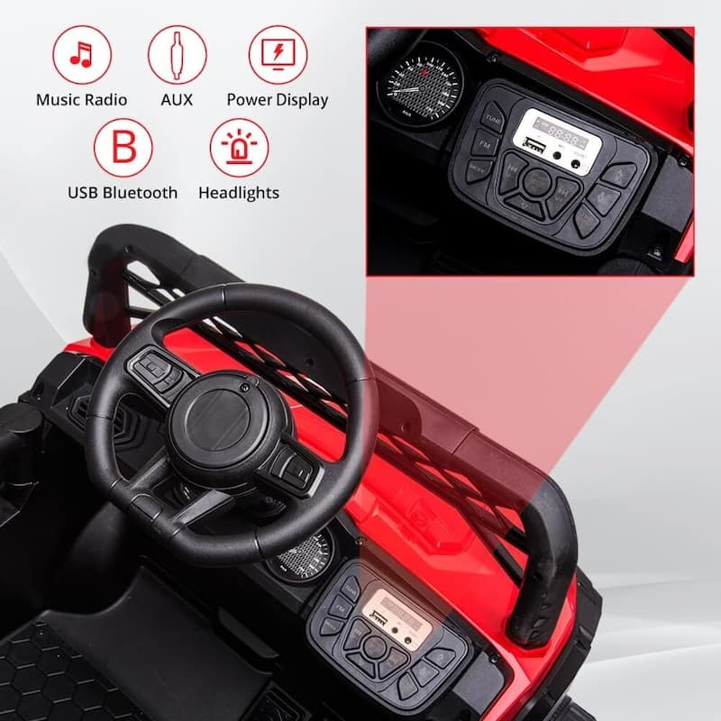Kids Ride On Utv with Remote Control, 390W Double Motors 12V Kids Ride On Car Truck Toddles Electric Vehicle