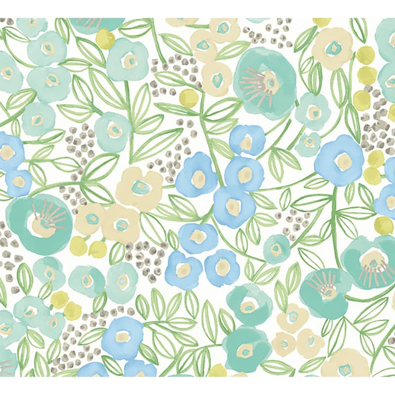 Flora Teal Garden Wallpaper