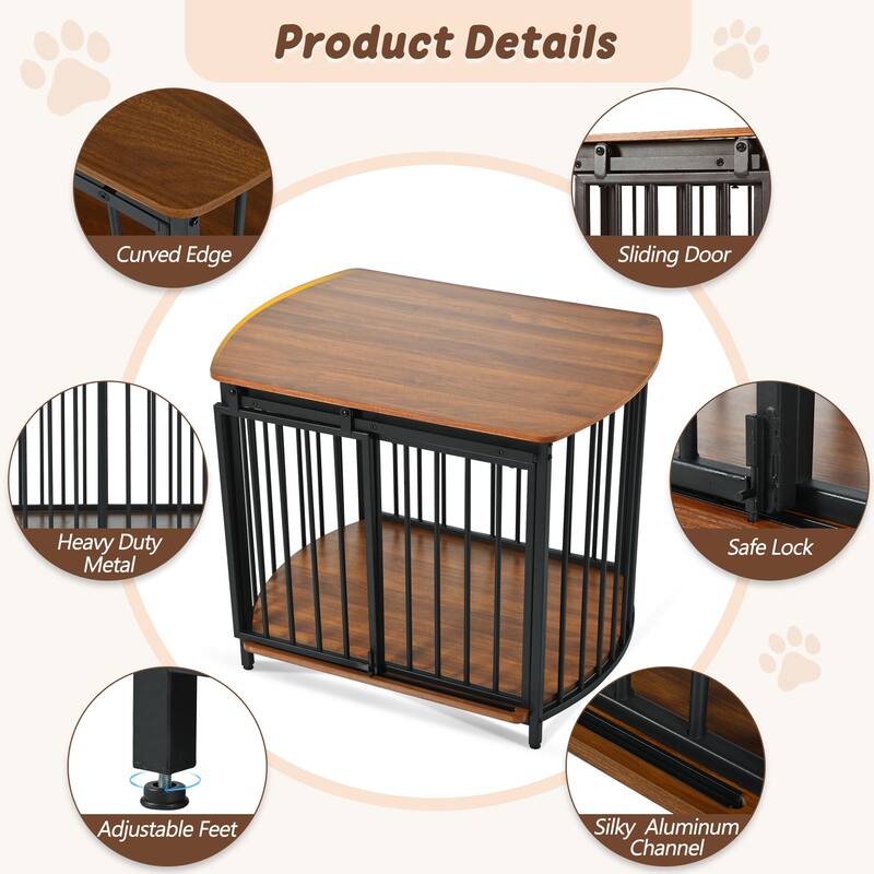 31.5" Furniture Style Dog Crate for Small&Medium Dogs,Wooden Cage Indoor Kennel Furniture,Dog Crate End Table with Double-Doors