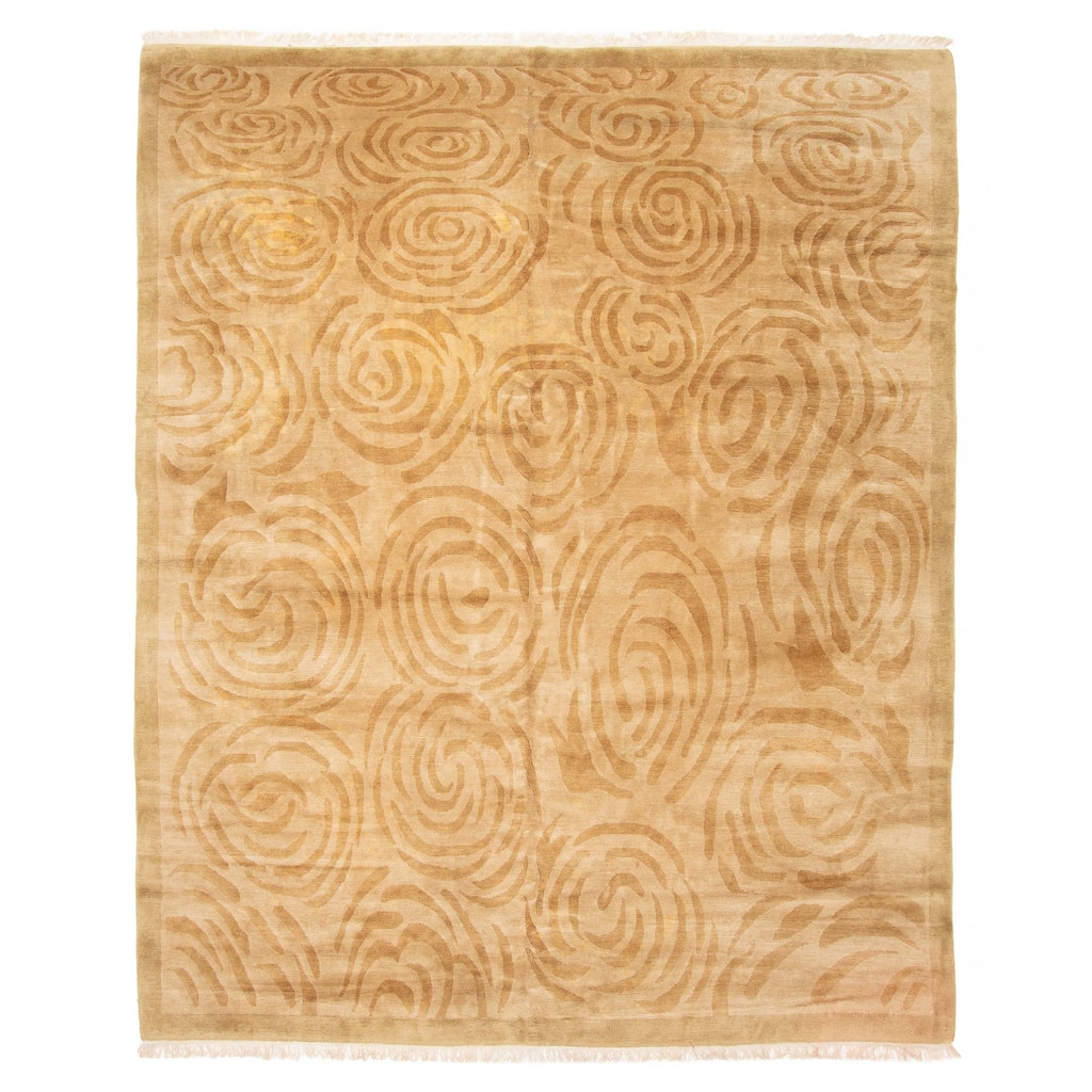 ECARPETGALLERY Hand-knotted Opulence Khaki Wool Rug - 8'0 x 9'10