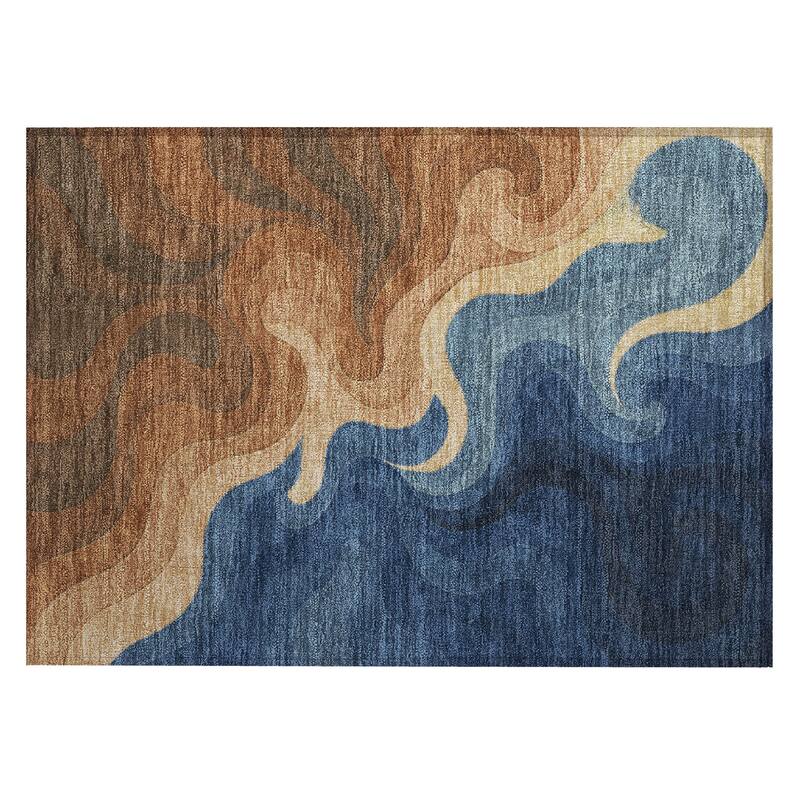 Machine Washable Indoor/ Outdoor Modern Dejuan Chantille Rug