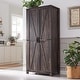 preview thumbnail 21 of 26, Farmhouse Storage Cabinet, Armoire, Rustic Pantry, Versatile Storage Dark Rustic Oak