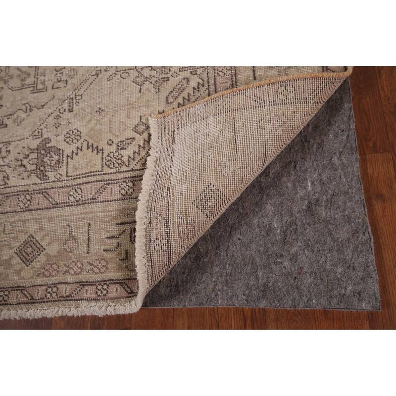 Distressed Tabriz Vintage Persian Area Rug Hand-Knotted Wool Carpet - 6'4" x 9'6"