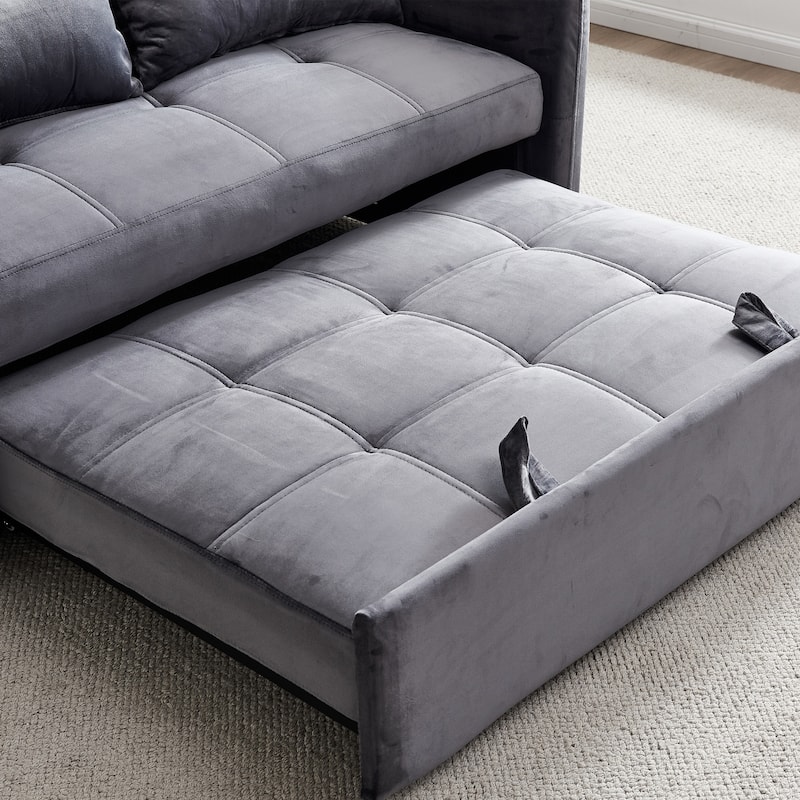 55.5"Twins Pull Out Velvet Sofa Bed