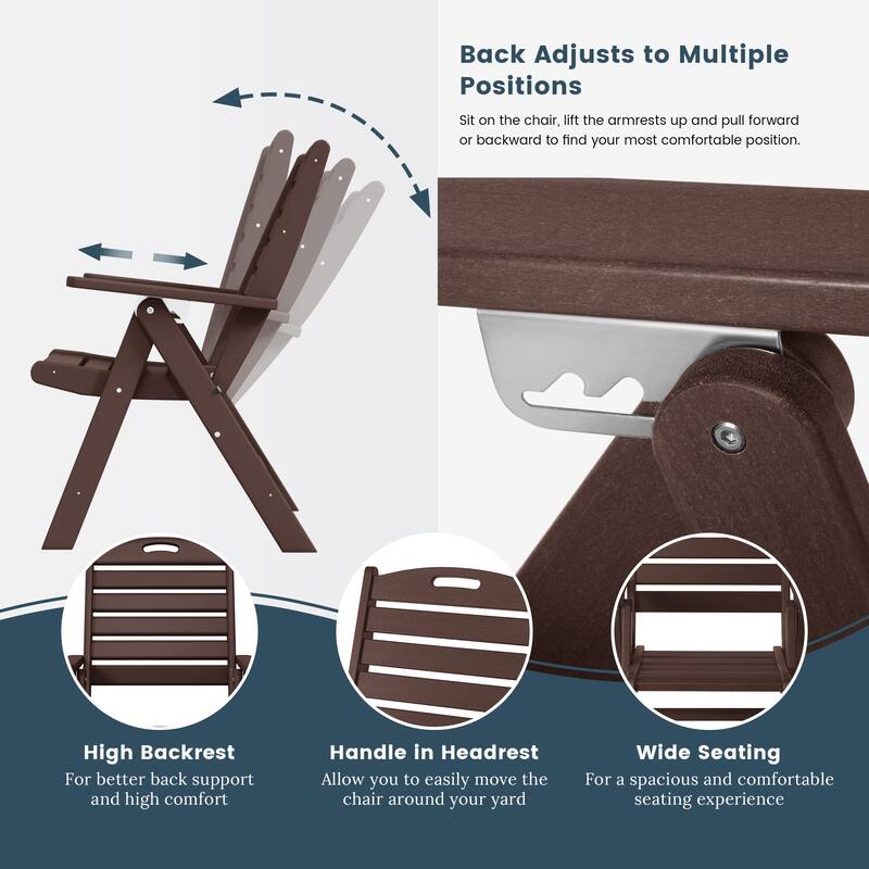 Laguna Foldable Highback Patio Dining Chair with Adjustable Recline Feature