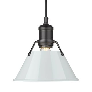 Yep by Golden Lighting Orwell 1-light 8in Pendant in Matte Black and Dusky Blue shade
