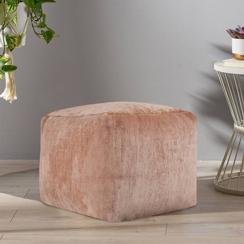 Sevita Transitional Solid Chenille Indoor Pouf