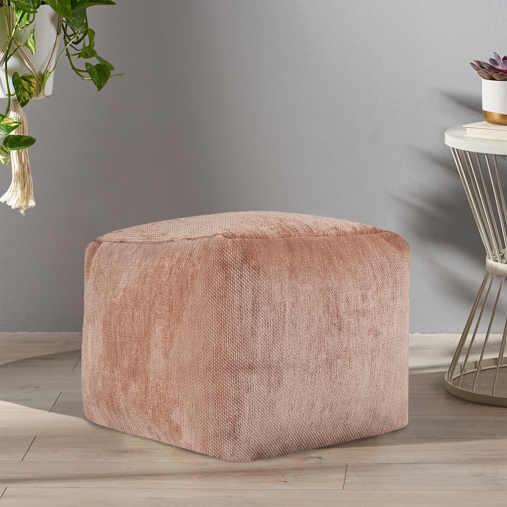 Sevita Transitional Solid Chenille Indoor Pouf