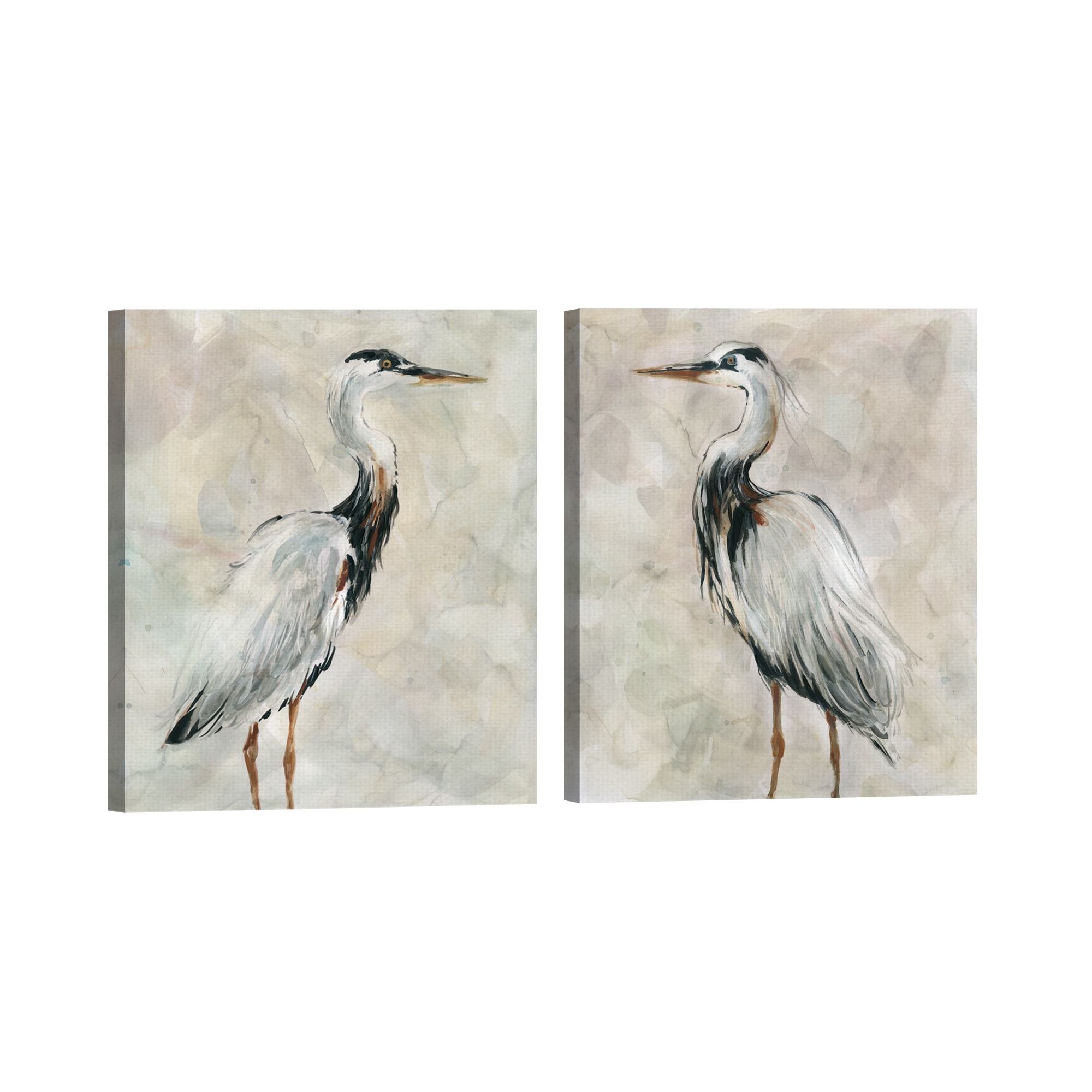 Crane at Dusk I & II by Carol Robinson Canvas Art Prints