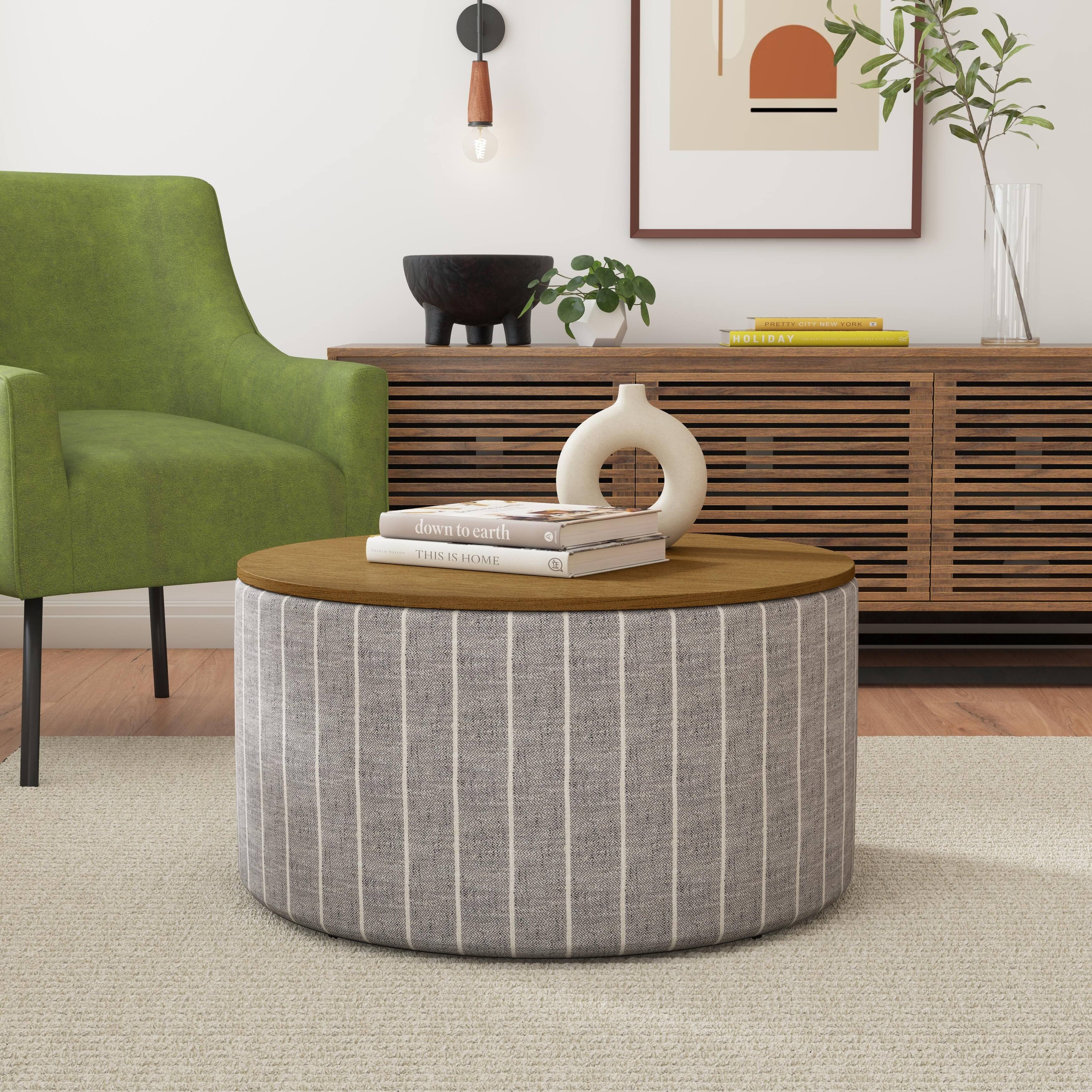 Option Gray Pinstripe in Honey Oak Top