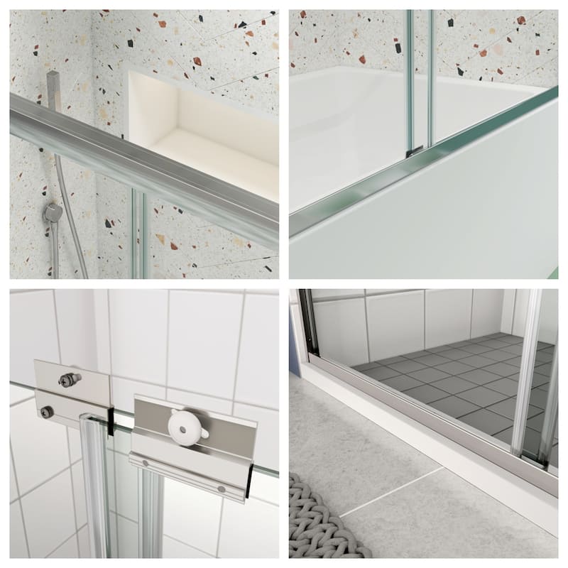 Bypass Shower Sliding Door with 1/4" Tempered Glass