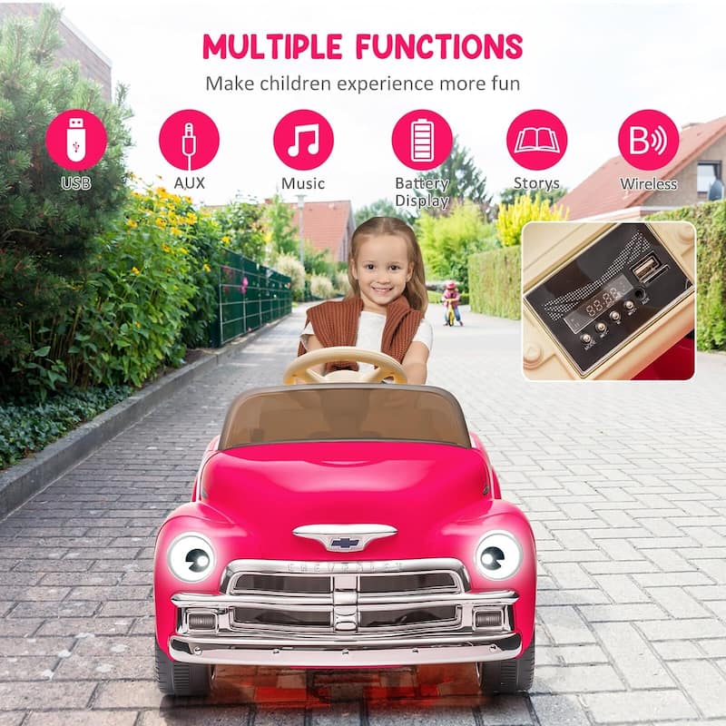 12V Kids Ride On Car, Licensed Chevrolet 3100 Pickup Battery Powered Electric Vehicle