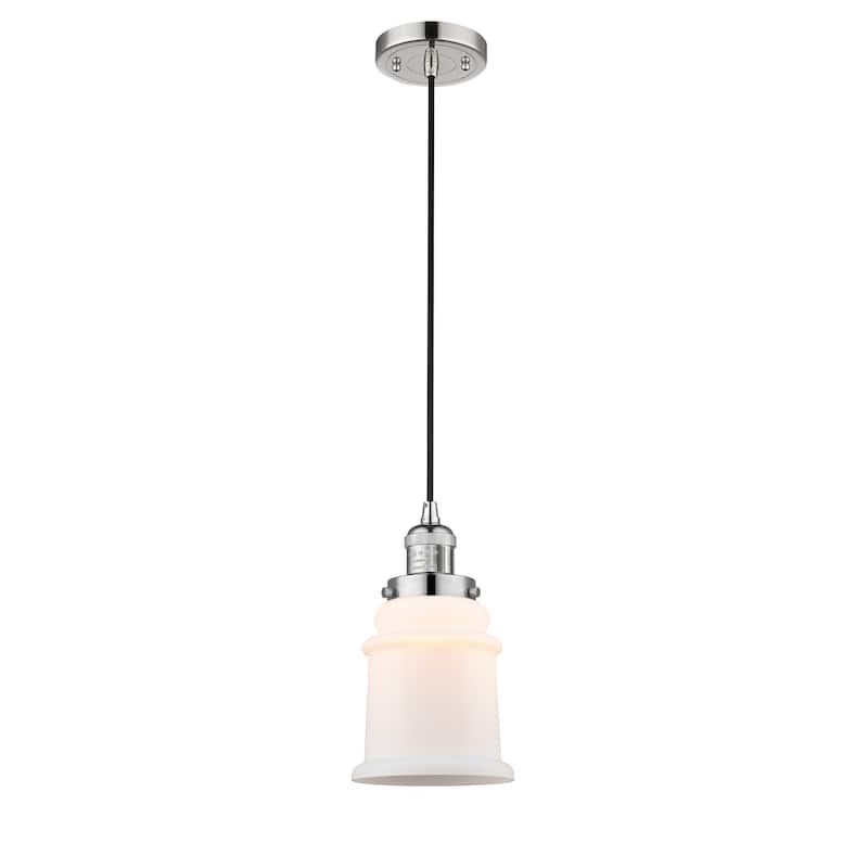 Innovations Lighting Canton - 1 Light 6" Cord Hung Mini Pendant - Polished Nickel/Matte White