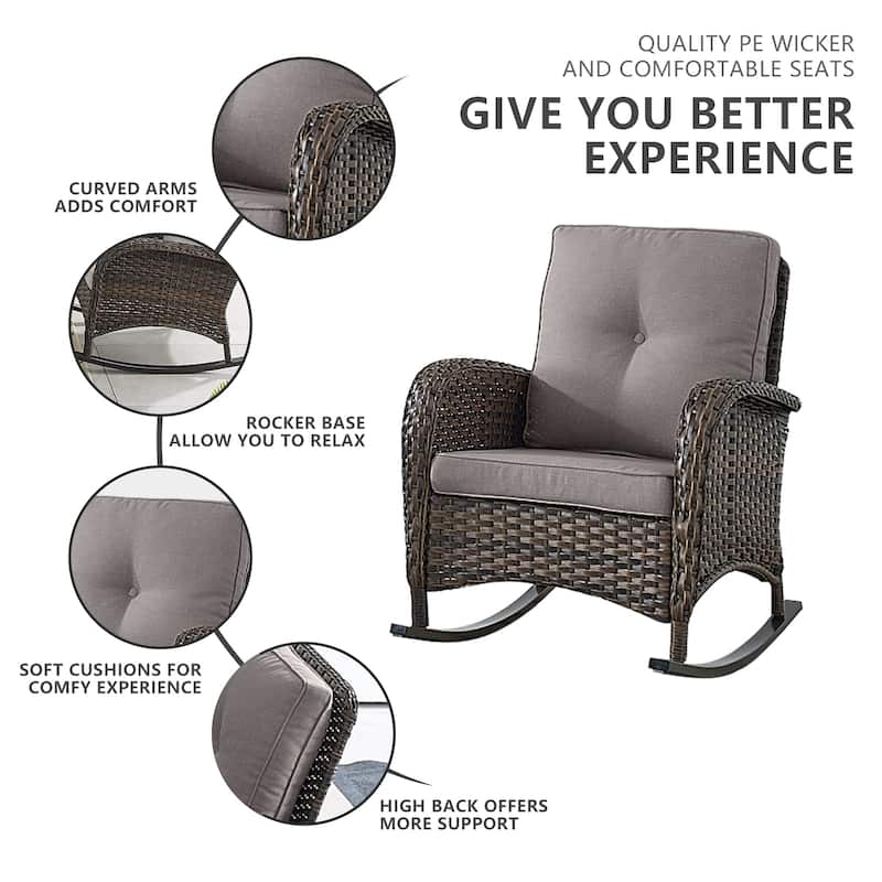 High Back Rocking Chair Outdoor with Cushion