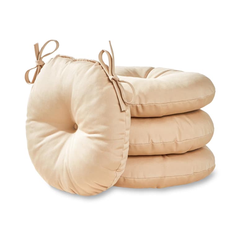 15-inch Round Outdoor Solid Bistro Chair Cushion (Set of 4) - Stone