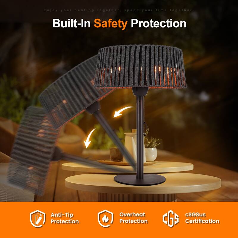 1500W Portable Tabletop Outdoor Halogen Electric Patio Heater