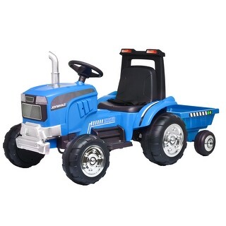 12V Electric Tractor for Kids with Remote Control, Removable Trailer, Music Player, and LED Lights,