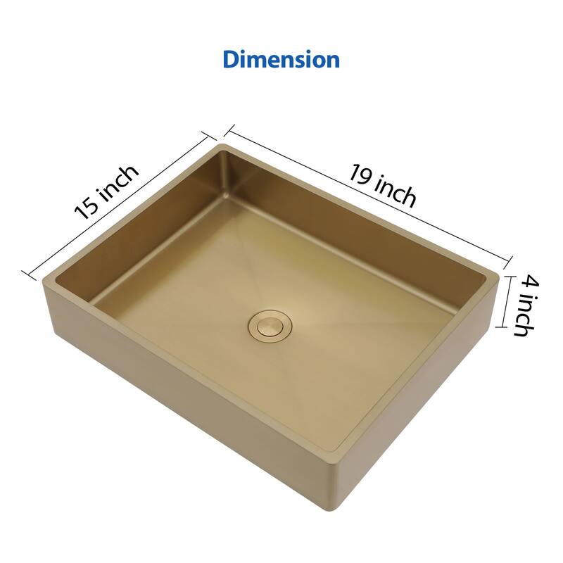 19x15 in. Bathroom Vessel Sink Vanity Wash Basin in Stainless Steel