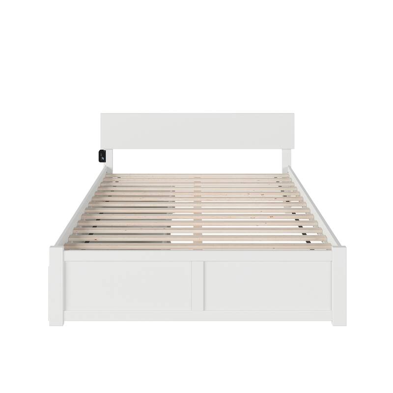 Orlando King Platform Bed with Footboard and 2 Drawers in White