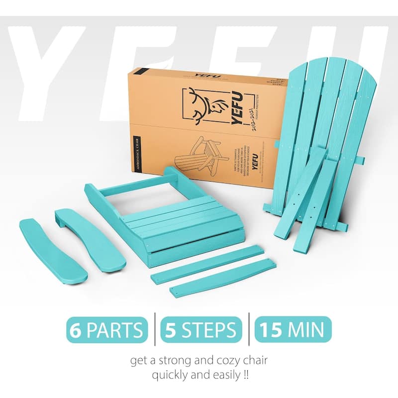 WINSOON All Weather HIPS Outdoor Plastic Adirondack Chairs Set of 2