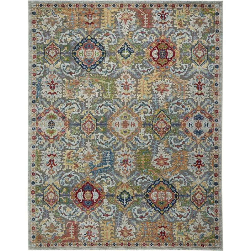 Power Loomed Distressed Floral Traditional Non Skid Area Rug - 118' X '94' X '0.5