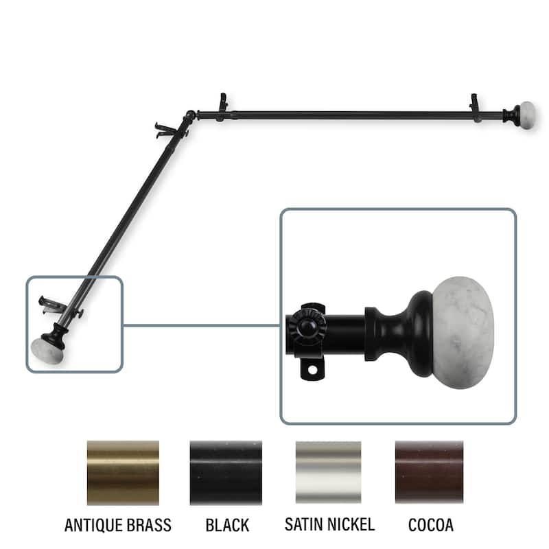 InStyleDesign Alf Corner Window Curtain Rod 13/16 inch dia. - 48 to 84 inches - Black