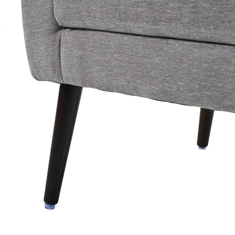 Modern Chenille Upholstered Armchair with Pillow and Solid Wood Leg