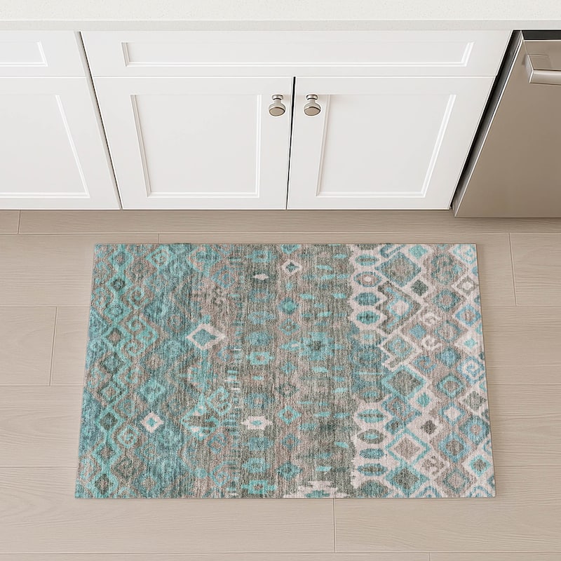 Machine Washable Indoor/ Outdoor Boho Moroccan Chantille Rug