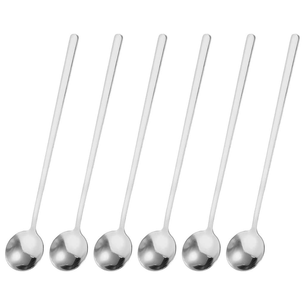 6Pcs 7" Stainless Steel Long Handle Teaspoon Coffee Spoon for Stirring