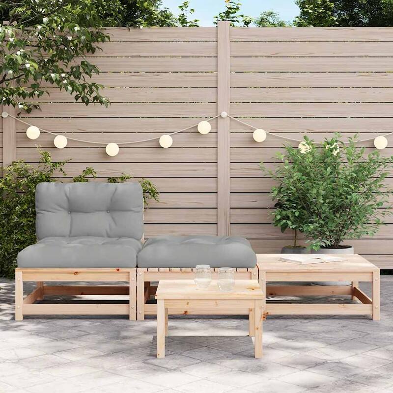 vidaXL Patio Furniture with Cushions Outdoor Sectional Seating Solid Wood Pine - 10.9 x 32.6 x 10.4 in (W x L x H)