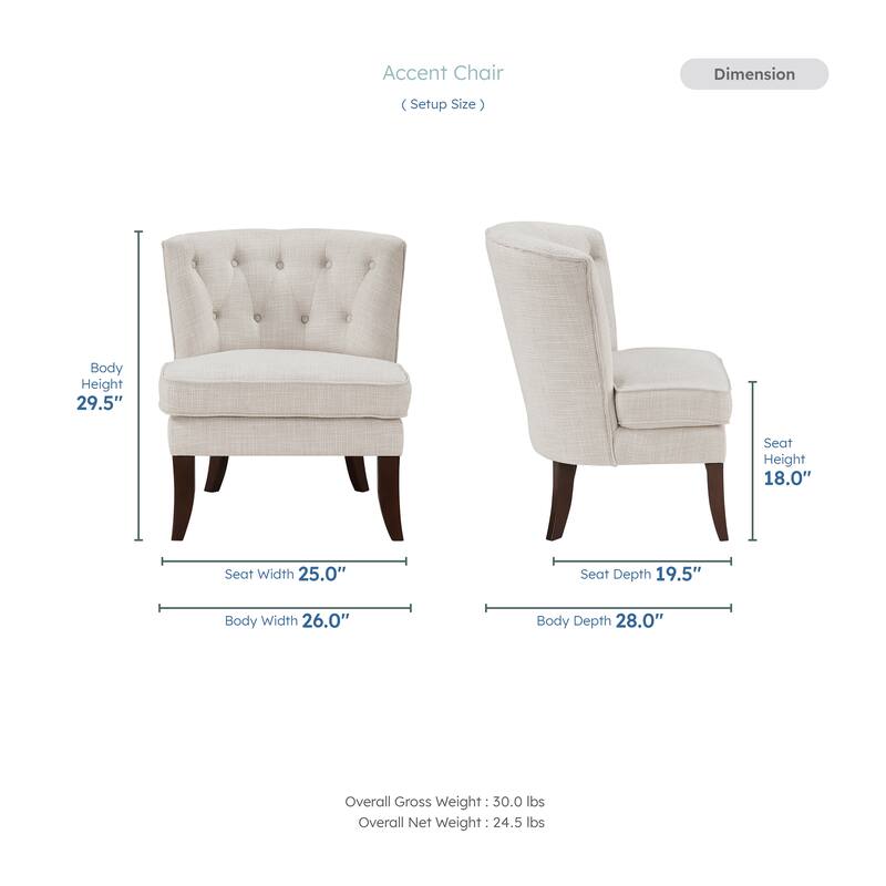 Astor 26" Textured Accent Chair - Button-tufted Chair Back