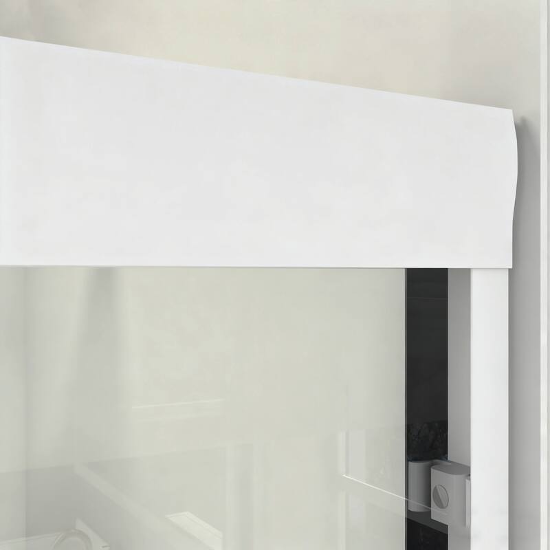 ABRUZZO 56-60" W x 72" H Semi-Frameless Double Sliding Tempered Glass Shower Door with Dual Towel Bars