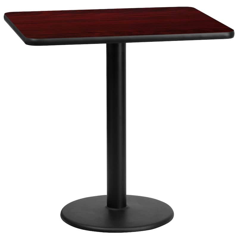 24'' x 30'' Rectangular Laminate Table Top with 18'' Round Table Height Base - 24"W x 30"D x 31.125"H