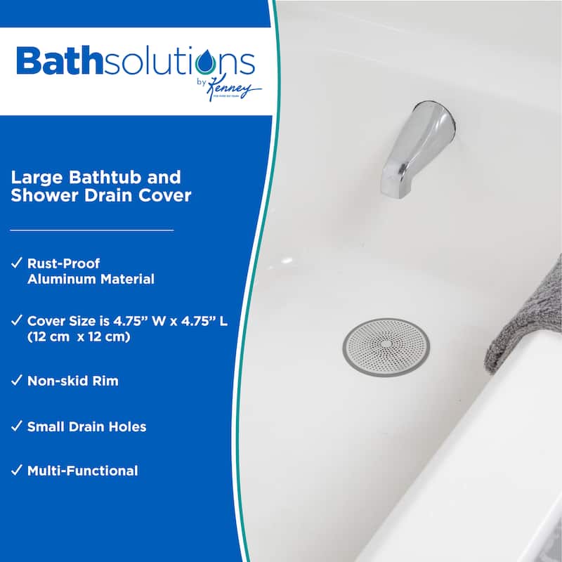 Kenney Rust-Proof Bathtub and Shower Drain Cover, 4.7" Diameter