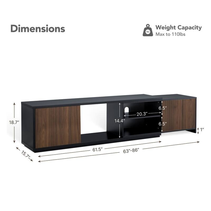 Spruce & Spring 62''-86'' Expandable TV Stand Media Console Entertainment Center