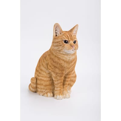 11.5" Tabby Cat Sitting Outdoor Garden Statue