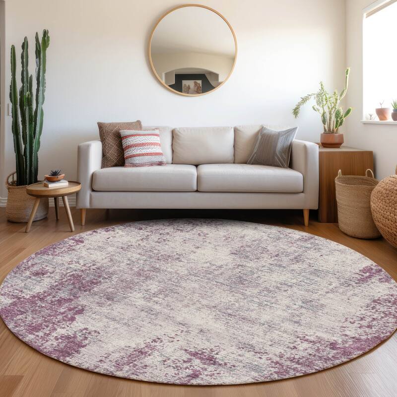Premium Washable Super Soft Solid Casual Mayfield Rug - Plum - 8' x 8'