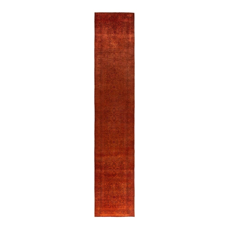Fine Vibrance One-of-a-Kind Hand-Knotted Runner Rug - Orange, 2' 7" x 13' 9" - 2' 7" x 13' 9"