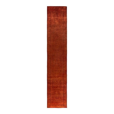 Fine Vibrance One-of-a-Kind Hand-Knotted Runner Rug - Orange, 2' 7" x 13' 9" - 2' 7" x 13' 9"